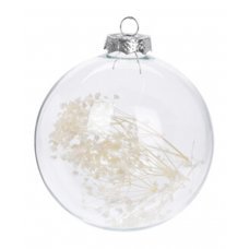 Χριστουγεννιάτικη Μπάλα Γυάλινη Διάφανη - Αποξηραμένο Λουλούδι (10cm)